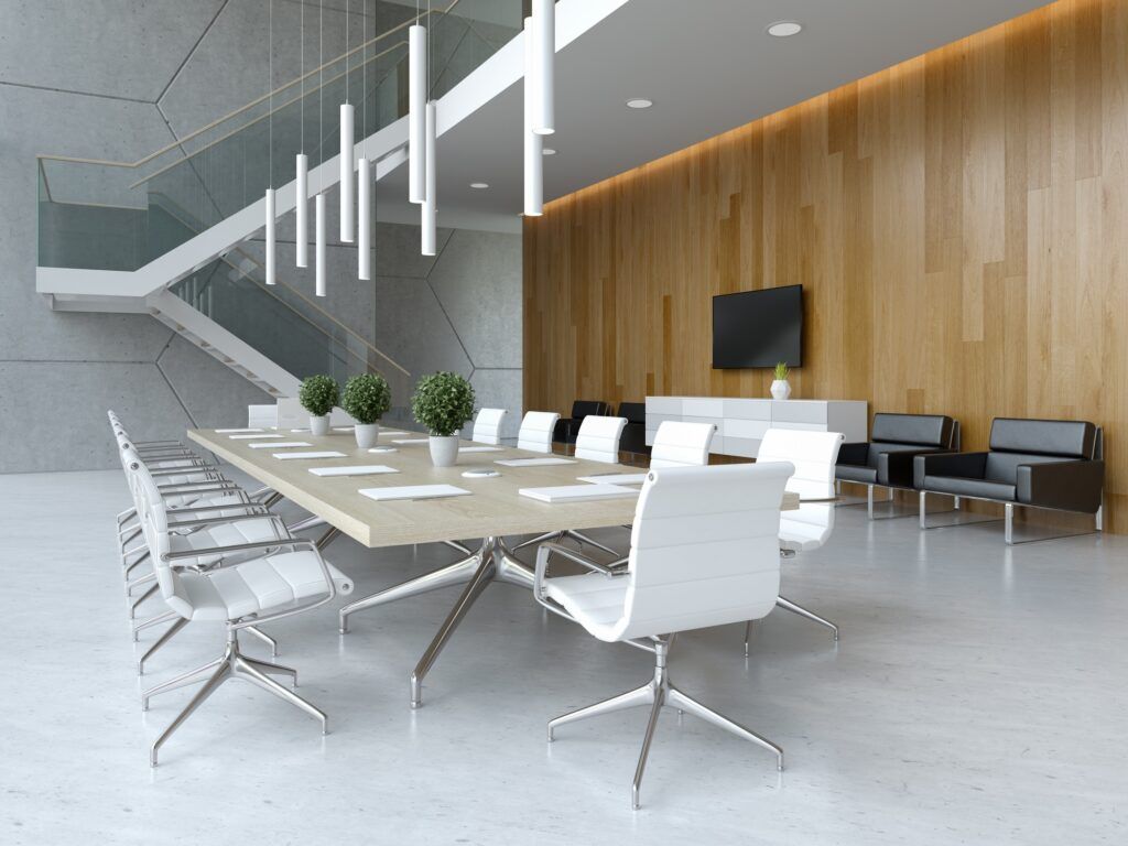Interior of reception and meeting room 3D illustration